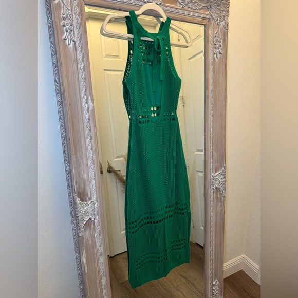 Lulus Green Crochet Midi Dress Small - Picture 2 of 8